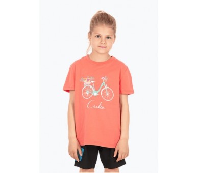 CUBE Organic T-Shirt ROOKIE Floral Bike coral